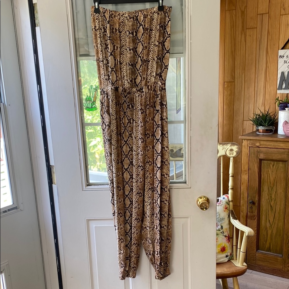 Blue Island Brown Snakeskin Jumpsuit